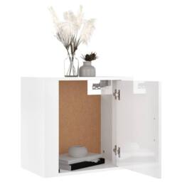 Berkfield Home Elegant Wall-mounted Bedside Cabinet High Gloss White 50x30x47 cm - Size: 50 x 30 x 47 cm - thumbnail 4