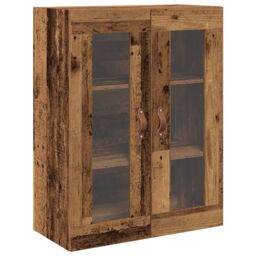 Berkfield Home Wall-Mounted Cabinet with Glass Doors Old Wood 69, 5x34x90 cm in Brown - Size: 5 x 34 x 90 cm - thumbnail 2
