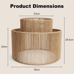 Voltico Large Double Layer Rattan Lampshade - 35cm Natural Pendant in Brown - thumbnail 3