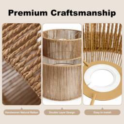 Voltico Large Double Layer Rattan Lampshade - 35cm Natural Pendant in Brown - thumbnail 6
