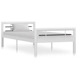 Berkfield Home Bed Frame White & Black Metal 100x200 cm - thumbnail 2
