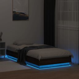 Berkfield Home Bed Frame without Mattress with LED Lights Brown Oak 75x190 cm Small Single - thumbnail 5