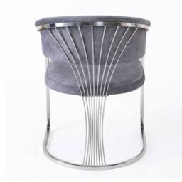 HOME LUXE INTERIOR Grey Porado Leatheraire Dining Chair - Silver Frame Luxury Seating - thumbnail 3