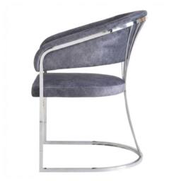 HOME LUXE INTERIOR Grey Porado Leatheraire Dining Chair - Silver Frame Luxury Seating - thumbnail 2