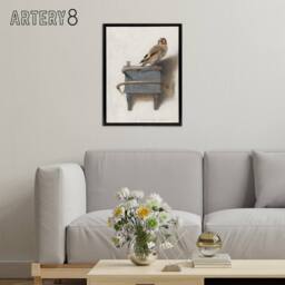"Artery8 Carel Fabritius The Goldfinch Bird Framed Canvas Wall Art Print in Beige - Size: W18"" x H24""" - thumbnail 3