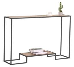 CALICOSY Modern 2-Tier Console Table In Oak Finish, 120Cm Long in Light Oak - thumbnail 2