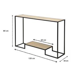 CALICOSY Modern 2-Tier Console Table In Oak Finish, 120Cm Long in Light Oak - thumbnail 7