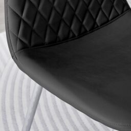 FurnitureboxUK 2x Corona Silver Leg Faux Leather Dining Chair in Black - thumbnail 4
