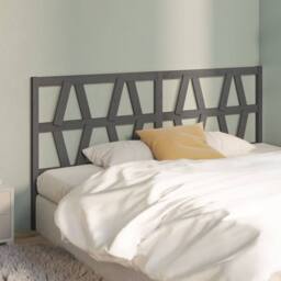 Berkfield Home Beautiful Bed Headboard Grey 206x4x100 cm Solid Wood Pine - Size: 206 x 4 x 100 cm - thumbnail 4