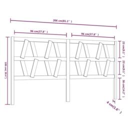 Berkfield Home Beautiful Bed Headboard Grey 206x4x100 cm Solid Wood Pine - Size: 206 x 4 x 100 cm - thumbnail 6