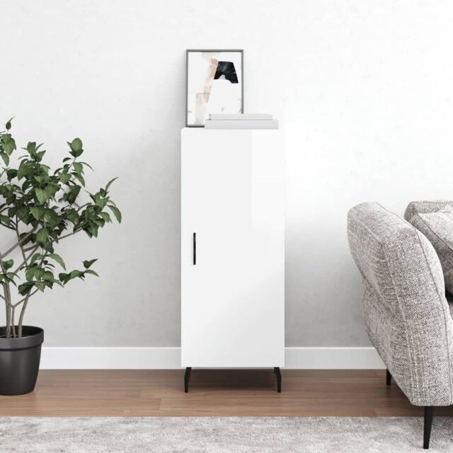 Berkfield Home Sideboard High Gloss White 34.5x34x90 cm Engineered Wood - image 1
