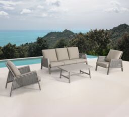 Modish Furnishing Sicily Light Grey Aluminium 5 Seater Sofa Set With Light Grey Cushions in Beige - thumbnail 2