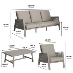 Modish Furnishing Sicily Light Grey Aluminium 5 Seater Sofa Set With Light Grey Cushions in Beige - thumbnail 7