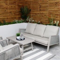 Modish Furnishing Sicily Light Grey Aluminium 5 Seater Sofa Set With Light Grey Cushions in Beige - thumbnail 6