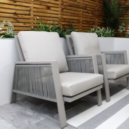 Modish Furnishing Sicily Light Grey Aluminium 5 Seater Sofa Set With Light Grey Cushions in Beige - thumbnail 4
