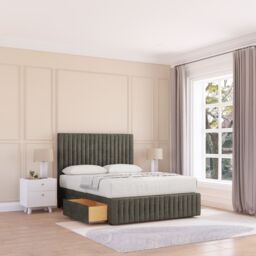 "Sloomy Madison Divan Bed Base 2 Drawers 12"" Footboard & 54"" Floor Standing Headboard in Light Grey - Size: Super King" - thumbnail 1