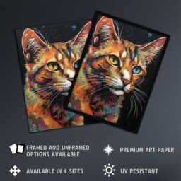 Artery8 The Cats Eyes By Amy Longford Tortoiseshell Modern Painting Heterochromia Acrylic Art Print Framed Poster Wall Decor 12x16 inch - thumbnail 2