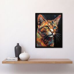 Artery8 The Cats Eyes By Amy Longford Tortoiseshell Modern Painting Heterochromia Acrylic Art Print Framed Poster Wall Decor 12x16 inch - thumbnail 4