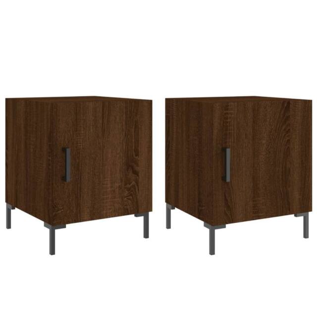 Berkfield Home Bedside Cabinets 2 pcs Brown Oak 40x40x50 cm Engineered Wood - Size: 40 x 40 x 50 cm - image 1