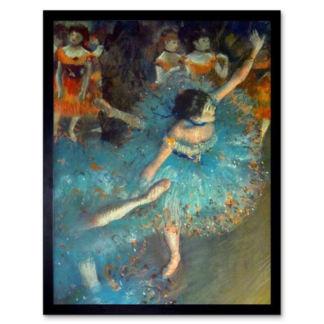 "Artery8 Degas Dancer Old Master Painting Home Decor 12x16"" Framed Art Print in Blue - Size: W12"" x H16""" - image 1