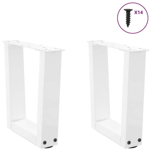 Berkfield Home Modern Dining Table Legs V-Shape 2 pcs White 30x(30-31.3) cm Steel - image 1