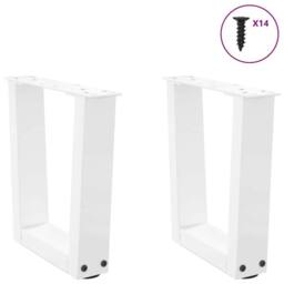 Berkfield Home Modern Dining Table Legs V-Shape 2 pcs White 30x(30-31.3) cm Steel - thumbnail 1