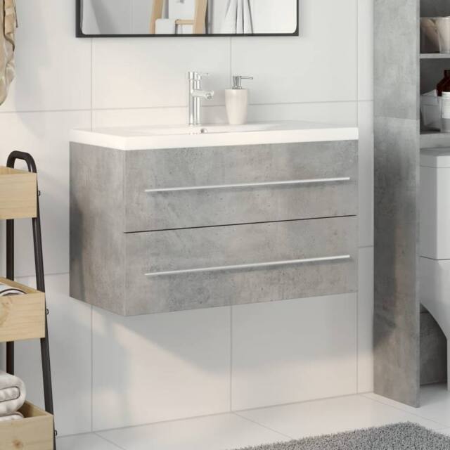 Berkfield Home Durable 2 Piece Bathroom Furniture Set Concrete Grey Engineered Wood - image 1