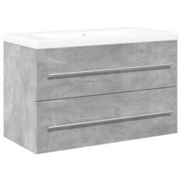 Berkfield Home Durable 2 Piece Bathroom Furniture Set Concrete Grey Engineered Wood - thumbnail 3