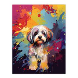 "Artery8 Wall Art Print Shih Tzu Dog Lover Gift Pet Portrait Colourful Artwork Painting Poster - Size: W18"" x H24""" - thumbnail 1