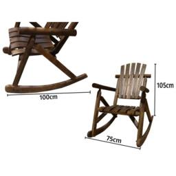 Kelvenix Garden Rocking Chair Outdoor Wooden Armchair in Brown - Size: 0.6m2 - thumbnail 2
