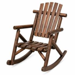 Kelvenix Garden Rocking Chair Outdoor Wooden Armchair in Brown - Size: 0.6m2