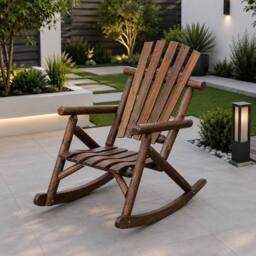 Kelvenix Garden Rocking Chair Outdoor Wooden Armchair in Brown - Size: 0.6m2 - thumbnail 5