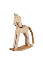 KDMD Natural Rustic Wooden Rocking Horse for Home & Retail Decor in Brown