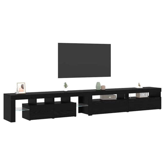 Berkfield Home TV Cabinets 3 pcs with LED Lights Black Oak Engineered Wood - image 1