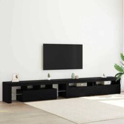 Berkfield Home TV Cabinets 3 pcs with LED Lights Black Oak Engineered Wood - thumbnail 2
