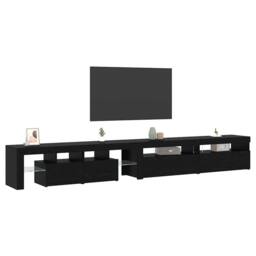 Berkfield Home TV Cabinets 3 pcs with LED Lights Black Oak Engineered Wood - thumbnail 1