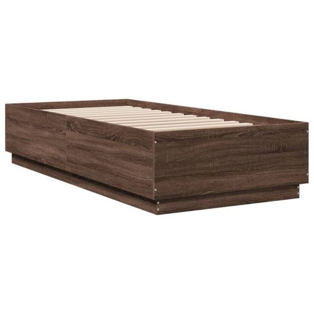 Berkfield Home Durable Bed Frame with LED without Mattress Brown Oak 100x200 cm - image 1