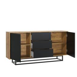 Mex Furniture LTD Sideboard Vista Loft 140cm - Dark Oak & Black Doors in Dark Brown - thumbnail 9