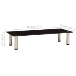 Berkfield Home TV Stand Black 80x35x17 cm Tempered Glass - Size: 80 x 35 x 17 cm - thumbnail 5