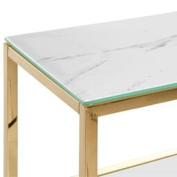 Wyld and Coco Console Table White Gold Toned Stainless Steel and Tempered Glass - thumbnail 5