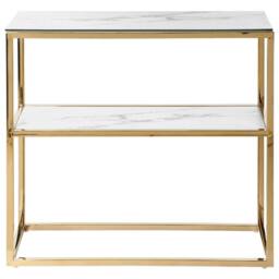 Wyld and Coco Console Table White Gold Toned Stainless Steel and Tempered Glass - thumbnail 3
