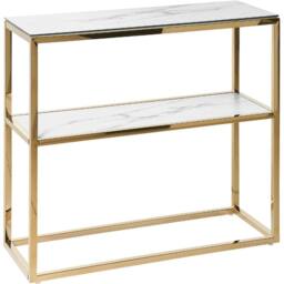 Wyld and Coco Console Table White Gold Toned Stainless Steel and Tempered Glass - thumbnail 2