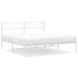 Berkfield Home Metal Bed Frame with Headboard White 135x190 cm Double - thumbnail 3