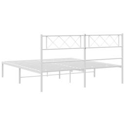 Berkfield Home Metal Bed Frame with Headboard White 135x190 cm Double - thumbnail 8