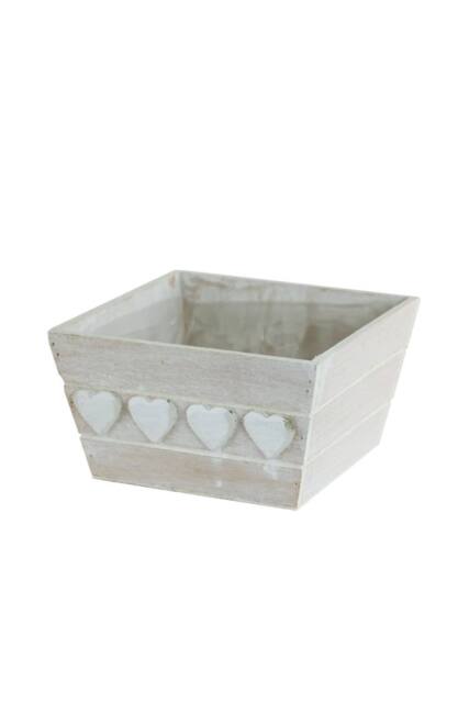 KDMD Wooden White Heart Planter 3 Pack - image 1