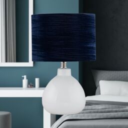 First Choice Lighting Tuscan - White Ceramic Lamp with Navy Crushed Velvet Shade - thumbnail 6