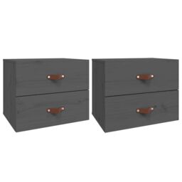Berkfield Home Wall-mounted Bedside Cabinets 2 pcs Grey 50x36x40 cm - Size: 50 x 36 x 40 cm - thumbnail 2