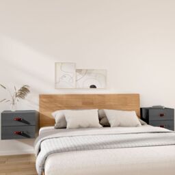 Berkfield Home Wall-mounted Bedside Cabinets 2 pcs Grey 50x36x40 cm - Size: 50 x 36 x 40 cm - thumbnail 1