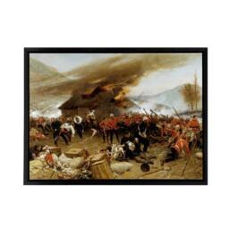 "Artery8 Defence Rorke's' Drift Zulu War Framed Canvas Wall Art Print in Brown - Size: W12"" x H16""" - thumbnail 1
