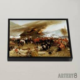 "Artery8 Defence Rorke's' Drift Zulu War Framed Canvas Wall Art Print in Brown - Size: W12"" x H16""" - thumbnail 2